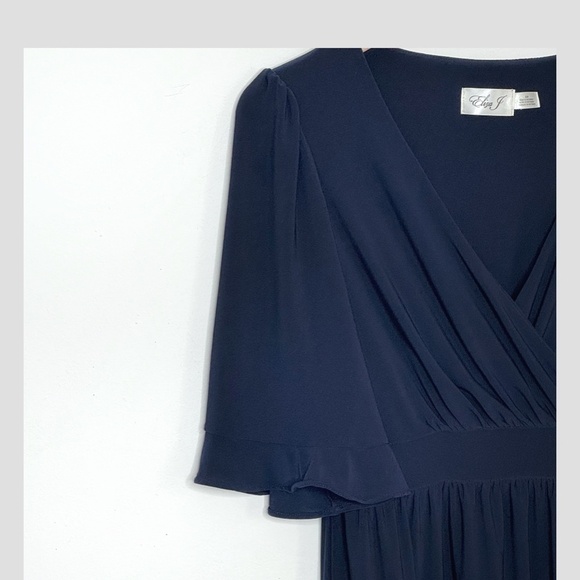 Eliza J Faux Wrap Dress Flutter Sleeve Elastic Waist V-Neck Surplice Bodice 10 - Picture 7 of 11